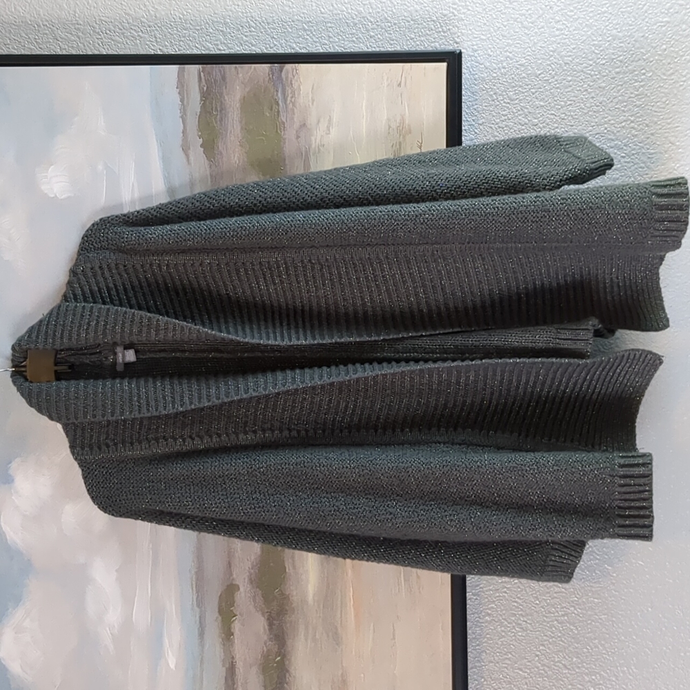 AERIE LONG GREY AND METALLIC CARDIGAN SIZE XS